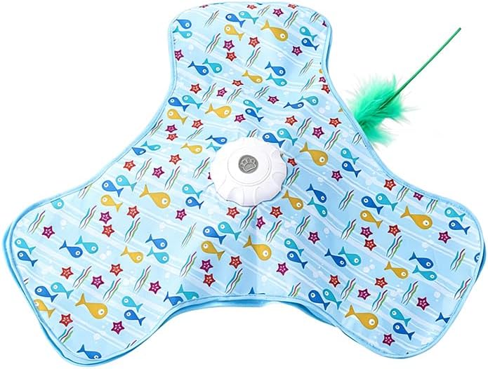 Interactive Cat Toy for Indoor Cats - Rechargeable Automatic Feather Wand with Motion Sensor, 3 Play Modes, Squeaky Mouse Sound, Hide & Seek Exercise Toy for Bored Kittens & Adult Cats (Triangle)