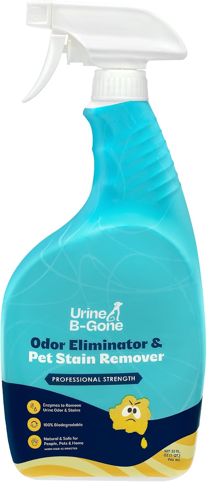 Urine B-Gone Enzyme Cleaner for Human, Cat & Dog Urine, Original, 32 oz | Enzyme cleaner for human, cat and dog urine on laundry, carpets and more; original scent, 32 oz.