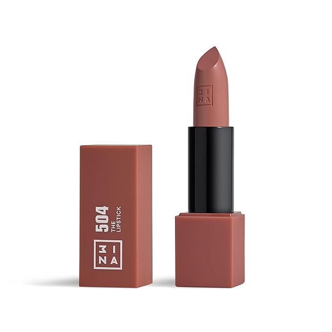 3INA The Lipstick - Moisturizing Lipstick for Women - Semi-Matte Satin Finish with 5-Hour Long Wear - Highly Pigmented and Comfortable - 504-0.16 oz