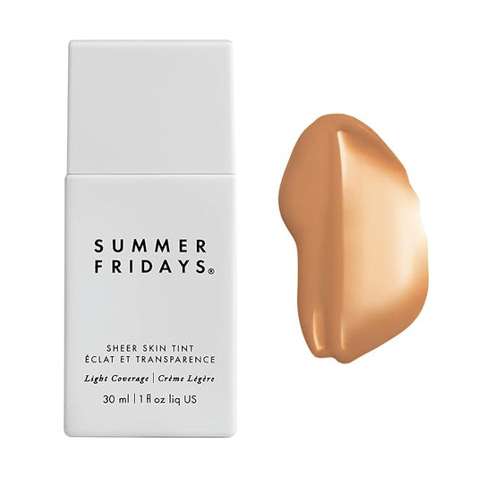 Summer Fridays Sheer Skin Tint - Skin Tint with Hyaluronic Acid - Helps Diminish Uneven Skin Tone - Sheer to Light Coverage - Shade 6 - Medium Tan with Warm Golden Undertones (1 Fl Oz)