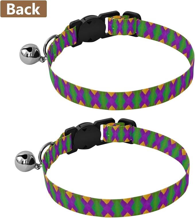 Colorful Diamond Shapes Purple Easy to Wear Dog Collar 2 Pack Collar for Cats