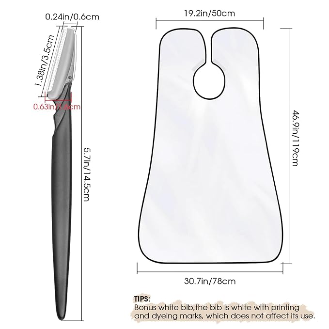 5-Piece Eyebrow Razor and White Bib Kit for Men & Women Christmas Gift- Professional Precision Brow Shaper