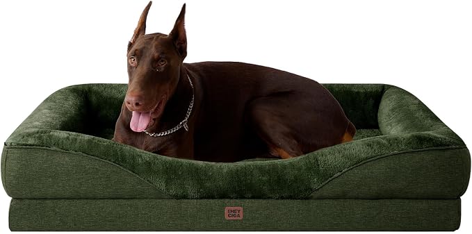 EHEYCIGA Orthopedic XL Dog Bed for Large Dog, Memory Foam Dog Couch | 48x35 Inch Extra Large Sized Dog Sofa with Sides, Waterproof Liner & Washable Removable Cover, Bolster Pet Couch