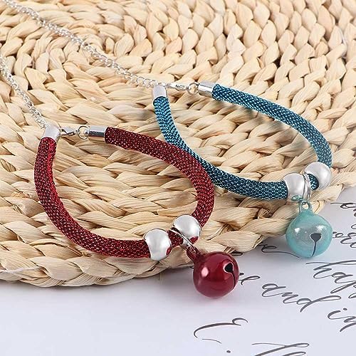 2 Pcs Lovely Cat Collars with Bell Kitten Collar Adjustable Cat Necklace Pet Supplies for Kitten Puppy Pet at Christmas Halloween New Year