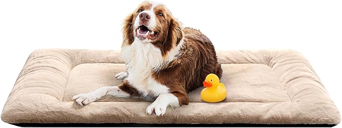 Dog Crate Pad Washable Dog Bed for Crate Large Cozy Mat 48-Inch Cream | Ultra Soft Kennel Pad,Anti-Slip Bottom,Fits for Most Metal Crates,Comfortable Sleeping Pet Mat