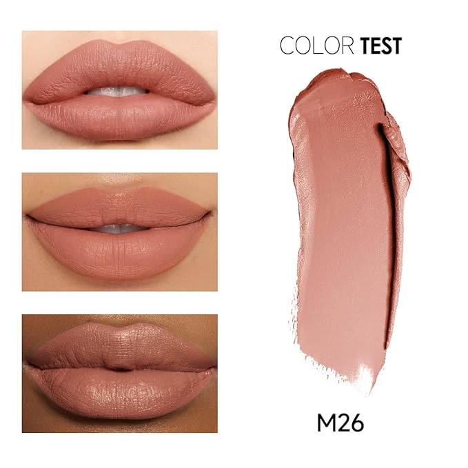 CARSLAN Matte Lipstick Hydrating Lip Color Makeup, Highly Pigmented Lipstick with Moisturizing Formula, Lightweight, Smooth, M26