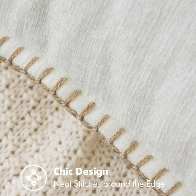 MIULEE Decorative Couch Throw Pillow Covers 18x18 Inch Pure White 2 Pack | Farmhouse Pillow Covers with Stitched Edge, Soft Chenille Cushion Cases, for Sofa Bed Living Room Home Decor