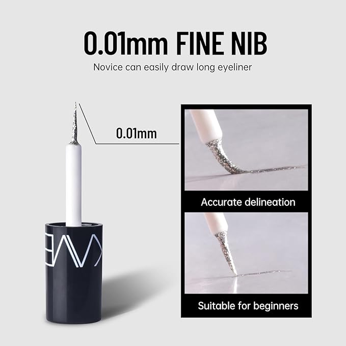 Glitter Liquid Eyeliner Colorful Set, 5 Colors Metallic Shimmer White Silver Gold Rose Eyeliner Waterproof Long Lasting Sparkle Glitter Liquid Eyeshadow Dazzling Valentine's Day Eye Makeup for Women