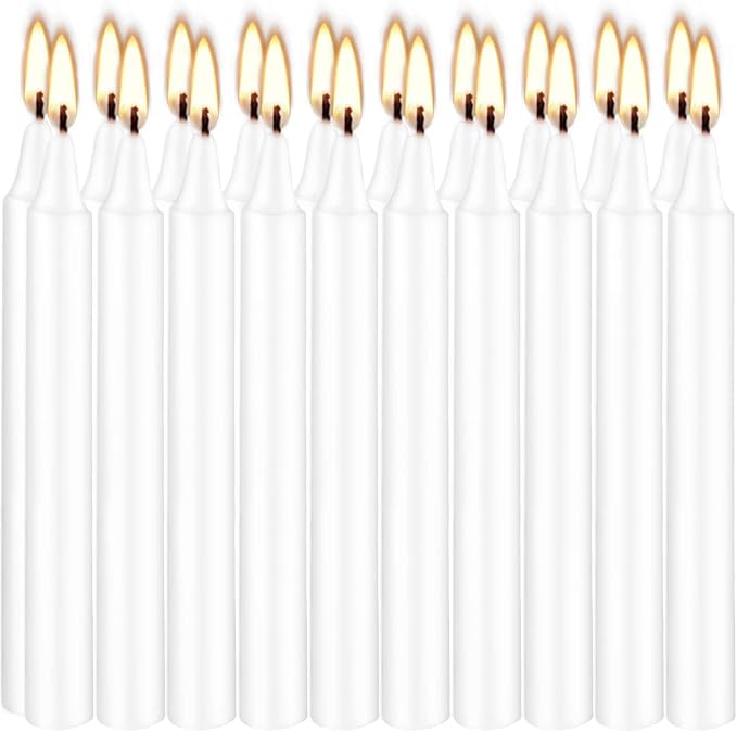4 Inch Tall 40 White Candles Mini Unscented Taper Candles for Shabbat Candles,Household, Wedding, Rituals, Prayer, Birthdays, Meditation, Altar,Party and Home Decor Candle Sticks