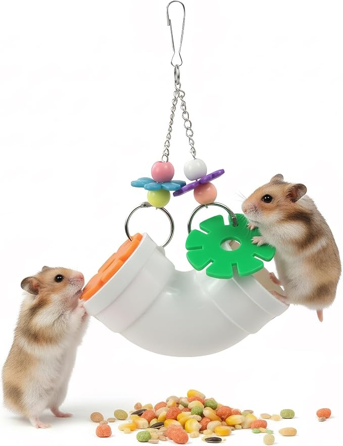 Hamster Enrichment Toys, Mouse Rat Enrichment Toys, Hanging Slow-Feeding Dispenser, Interactive Rat Cage Treat Dispenser Toy, for Small Foraging Pets Like Hamsters, Guinea Pigs, Ferrets