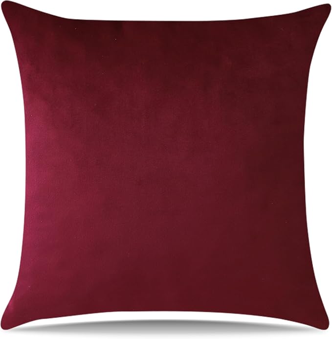 Artscope Luxury Velvet Pillow Covers Super Soft Decorative Square Throw Pillow Covers Case Cushion Covers for Sofa Couch Bedroom Car Decor 20x20 Inch Wine Red