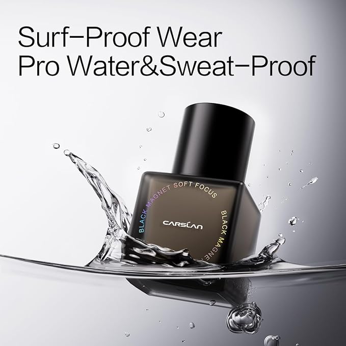 CARSLAN Black Magnet Liquid Foundation, 24H Longlasting Matte Finish Face Base Makeup, Waterproof, Smudgeproof, Buildable, Full Coverage Natural Finish, 30ml/1.05 Fl Oz, W01 For Warm Beige Skin