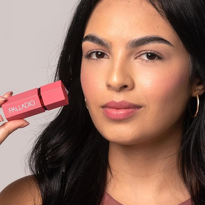 Palladio Liquid Blush for Cheeks & Lips 2-in-1 Makeup, Weightless Cream Formula, Smudge Proof Long-Wearing, Natural Look, Dewy Finish, Cool Pink