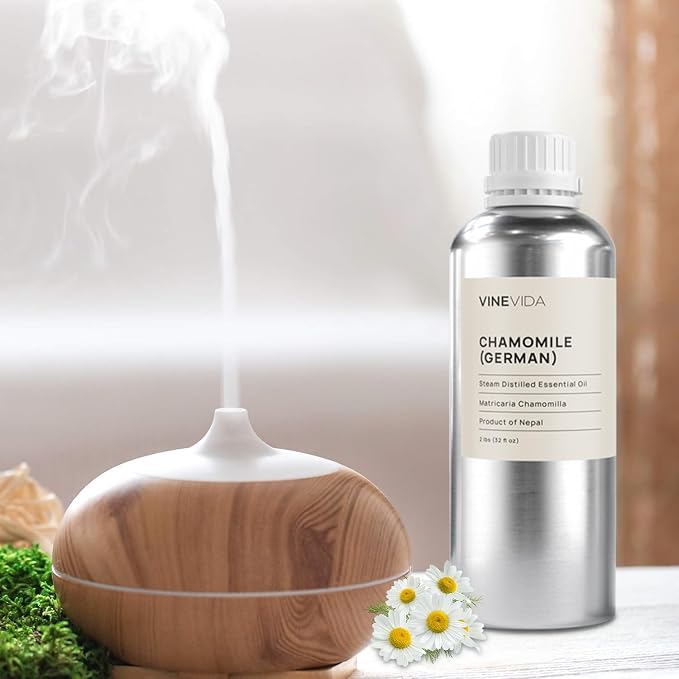 VINEVIDA Chamomile German Essential Oil 32 oz - Undiluted Chamomile Oil 32 oz - Chamomile Candle Oil Scent - DIY Candle Scents for Candlemaking - Bulk Essential Oil for Soap Making