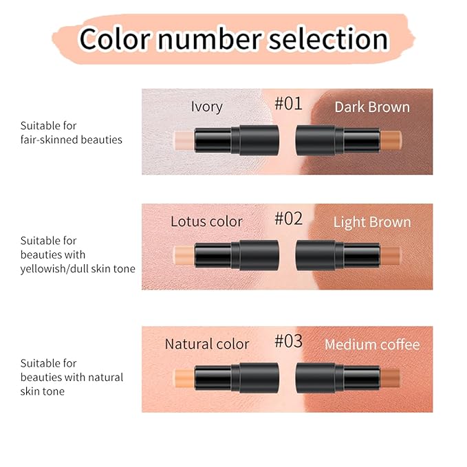 6 Colors Cream Contour Stick Makeup, Primer Face Highlighter Contouring for Beginners, Highlight and Contour Kit, Cream Concealer Makeup Blush Stick, Primer Face Corrector (SET B)