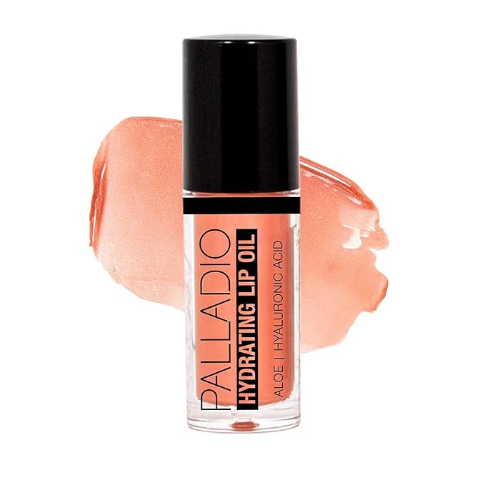 Palladio Hydrating Lip Oil Infused with Hyaluronic Acid, Non-Sticky Formula, Subtle shine with tinted sheer color, liquid lipstick, prevents chapped lips, Vegan & Cruelty-Free | 0.13 Oz. (NOT!)