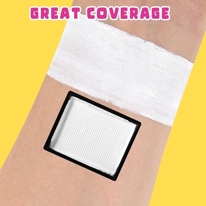 Bowitzki 10g Split Cake Face Paint Professional For Adults One Stroke Split Cake Non Toxic Rainbow Flora Dolphin Unicorn Flame Body Paint Makeup (White)