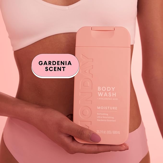 MONDAY HAIRCARE MOISTURE Body Wash in Fresh Gardenia with Hyaluronic Acid & Shea Butter for All Skin Types, 600 mL