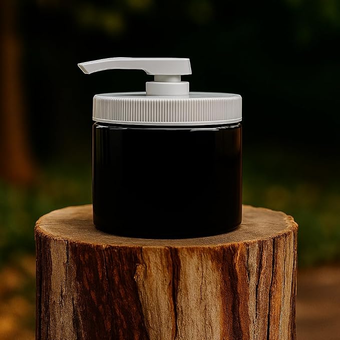Royal Massage 16oz Refillable Pump Jar with Locking Dip Tube Dispenser – BPA-Free Plastic Container for Massage Oils, Lotions, Creams – Ribbed Lid Wide-Mouth Jar – Durable & Reusable (Black/White, 2)