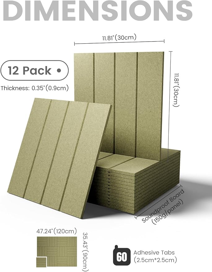 Fluxynara 48" x 36" Large Felt Bulletin Board, Olive Green | 12 Pack Cork Board Alternative with 60 Safe Adhesive Tabs, Felt Pin Boards for Wall Decor, Home, Office, Classroom, Dorm