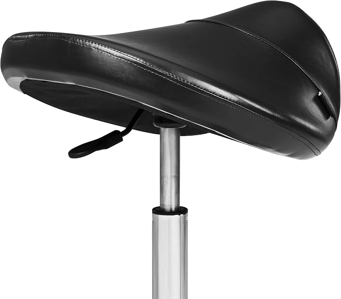 Master Massage Ergonomic Saddle Stool – Hydraulic Swivel Rolling Chair for Salon, Clinic, Tattoo, Dentist, Spa, Workshop, and Office – Black