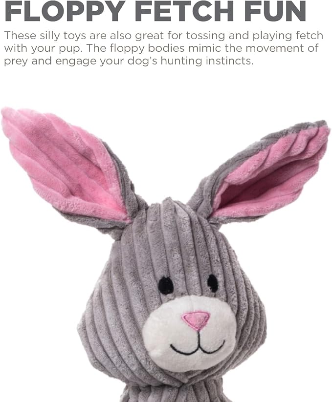 Outward Hound by Charming Pet Thunda Tugga Bunny Plush & Squeaky Dog Tug Toy