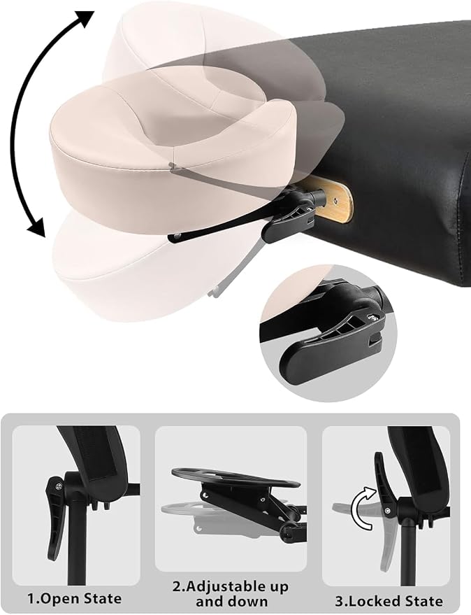 EBANKU Mattress Top Massage Kit, Adjustable Massage Headrest Face Cradle Cushion, Face Down Pillow with Massage Table Arm Rest for Bed at Home(Cream)