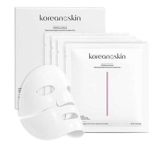 K-Beauty PDRN DNA Complex Hydrogel Sheet Mask – Korean Regenerative Salmon DNA & Multi-Weight Hyaluronic Acid for Anti-Aging, Firming, Brightening, Deep Hydration – Box of 4