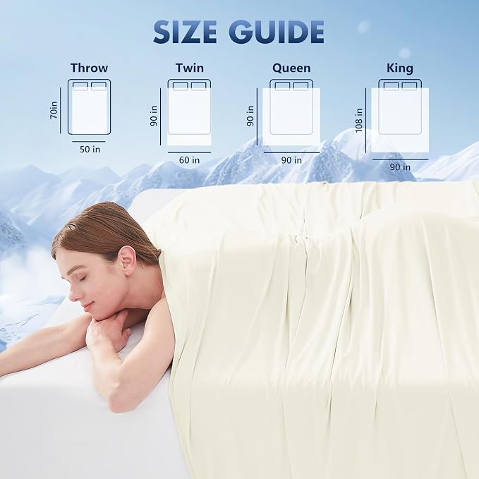 Cooling Blanket Throw - Arc-Chill Q-Max >0.5 Cool Summer Blanket for Hot Sleepers - Double Design Lightweight Blanket Absorbs Heat to Keep Cool on Warm Nights(50"x70") White