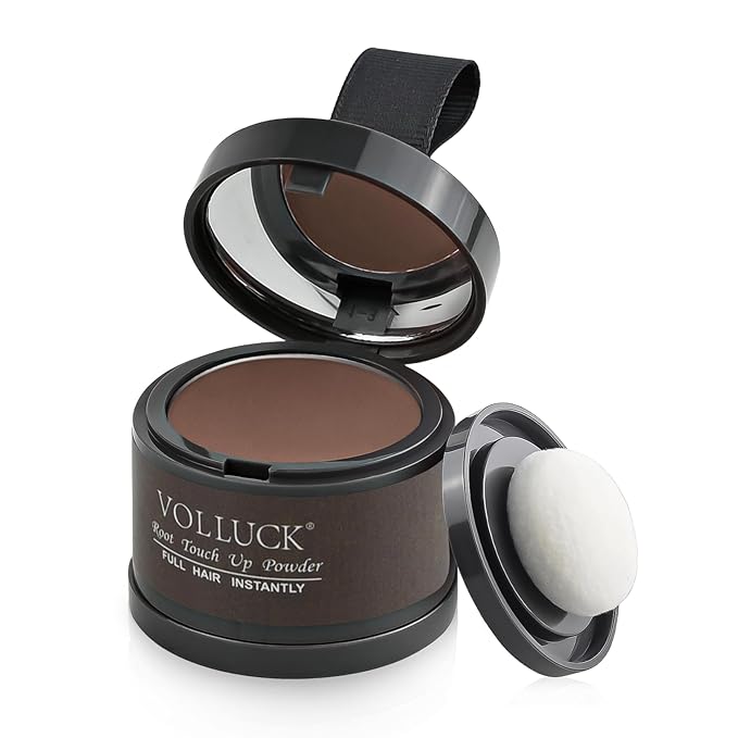 VOLLUCK Root Touch up Powder, Instant Hairline Powder for Thinning Areas and Gray Hair Coverage, Natural and Non-greasy Root Cover up for Women and Men (Hazel Brown, 0.14 Ounce)