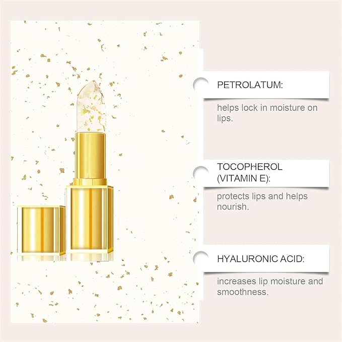 Glossan True Tone Lipstick, Glossan Lipstick, Gold Crystal Color Changing Lip Stick, Long Lasting 24 Hours Moisturizing Glossy Shine Lip Gloss (1pcs)