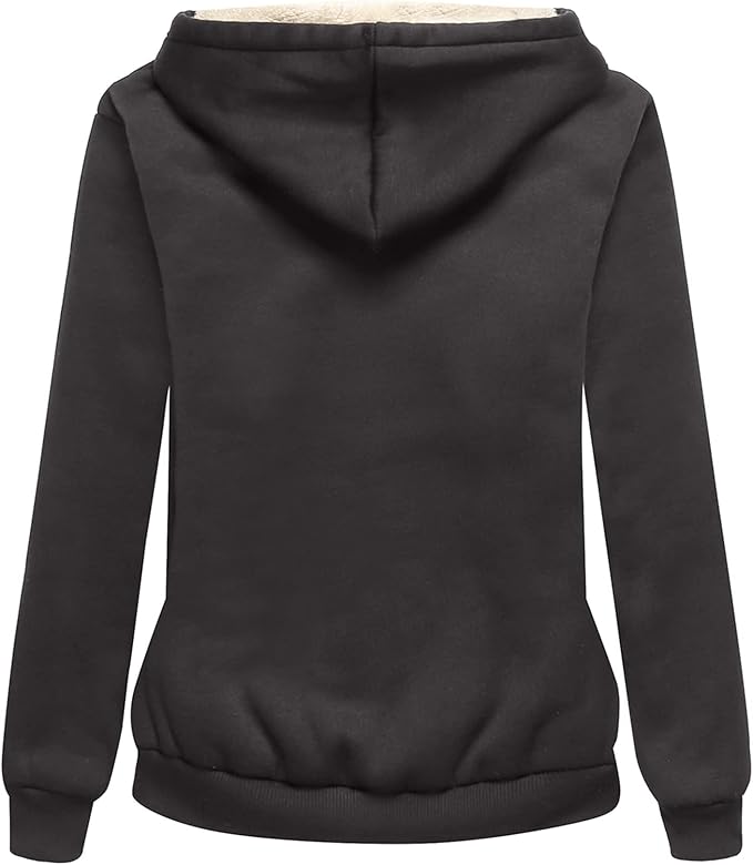Little Beauty Womens Zip Up Hoodies Winter Thick Fleece Lined Hooded Jacket Casual Cozy Warm Sweatshirt Coat
