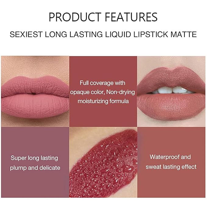 3Pcs Nude Matte Lipstick Set, Ice Cream Velvet Smooth Matte Lip Gloss, 24 Hour Natural Long Lasting & Nourishing Lip Glaze Non-stick Cup for Women Makeup (Set B)