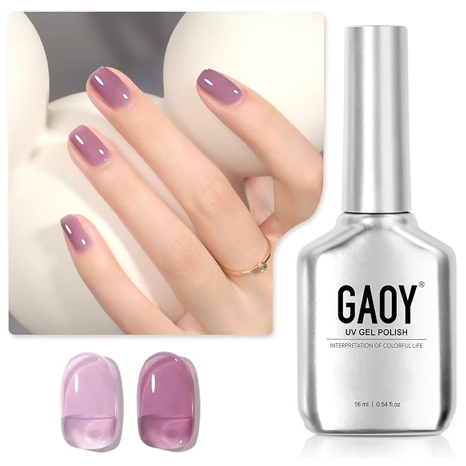 GAOY Jelly Nude Purple Gel Nail Polish, 16ml Sheer Neutral Translucent Soak Off Gel Polish, UV Light Cure for Nail Art DIY, 1721 Amethyst Crystal