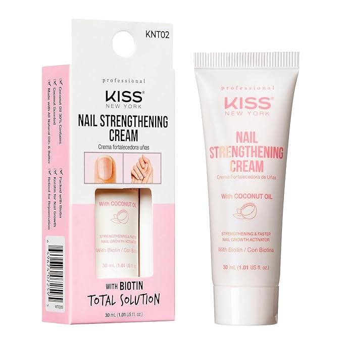 Kiss New York Nail Strengthening Cream with Coconut Oil, Nail Growth & Conditioning Cream Nail Treatment, Made in Korea