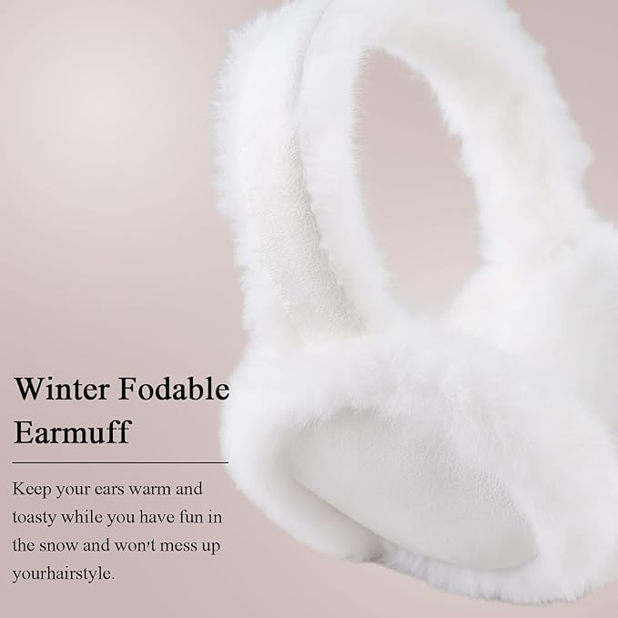 Zsedrut Winter Women Earmuff Foldable Ear Warmer Fluffy Ear Cover Warm Outdoor