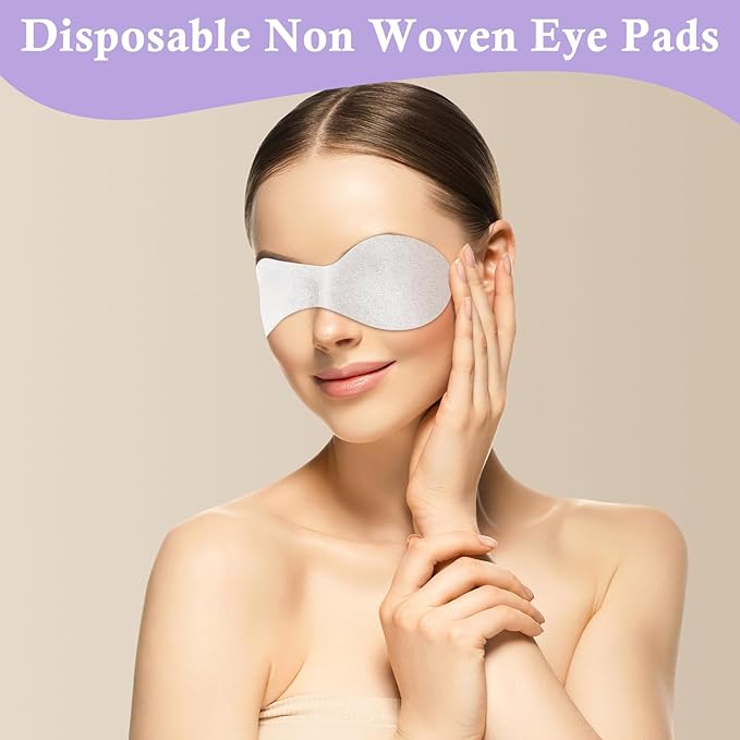 100Pack Disposable Eye Mask, Cotton Disposable Eye Mask, White Cotton Pads for Facial Treatments, Travel and Relaxation