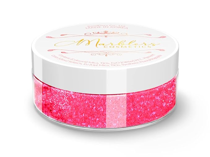 MARBLERS Glitter Mica Powder [Pink Me] 0.14oz (4g) | Glitter Mica | Highly Pigmented | Non-Toxic, Vegan, Cruelty-Free | Eyeshadow, Body Butter, Nail Polish, Nail Art | Party, Body, Face Makeup