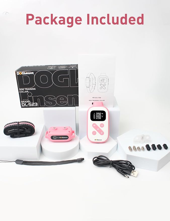 2-in-1 Bark and Shock Collar for Dogs, Automatic Bark Collar | Smart Anti Barking Dog Training Collar with 5 Adjustable Sensitivity, Vibration, Beep, Shock and Automatic (Pink)