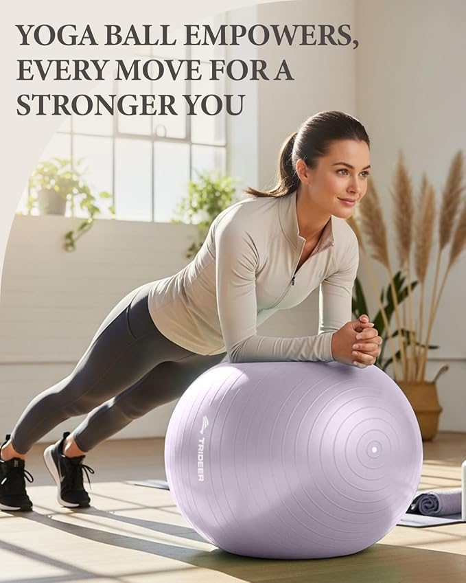 Trideer Exercise Ball, Stability Yoga Ball for Physical Therapy, Active Sitting, Pregnancy & Birth Labor Prep, Core Strength, Balance Training, Posture Improvement and Daily Stretching, 55/65/75cm