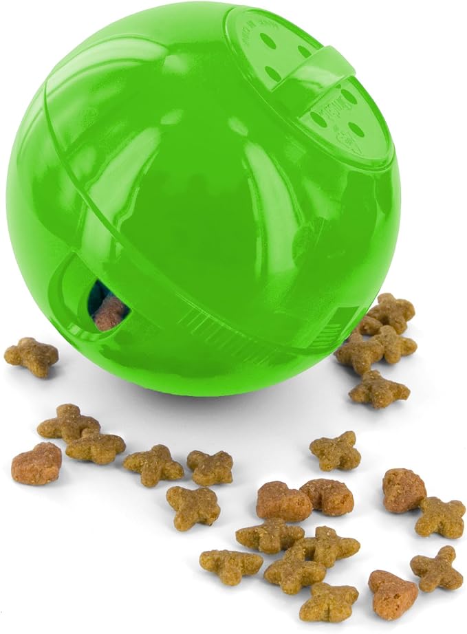 PetSafe Slimcat Feeder Ball Cat Toy, Green | Interactive Puzzle Game for Your Cat, Adjustable Openings Control Portion & Feed Speed, Slows Fast Eaters, Improve Digestion