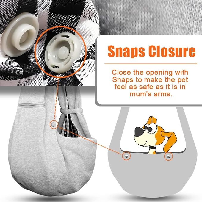 Tomkas Dog Cat Carrier Sling Zip Pocket & Adjustable Strap(M,Gray)