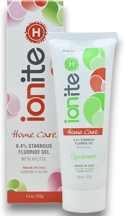 DHARMA RESEARCH Ionite-H Home Care 0.40% Stannous Fluoride Non-Abrasive Brush-On Gel with Xylitol (4.3 oz, Spearmint)