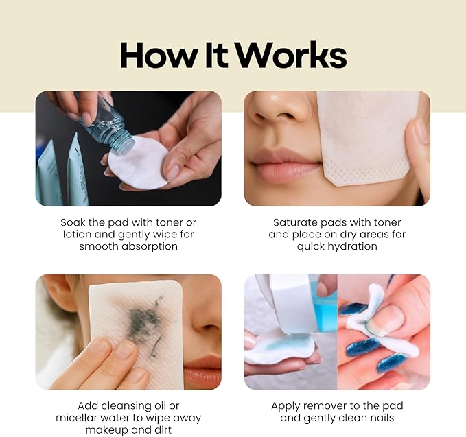 Double Air Cotton Pads - Premium Korean Facial Cotton Rounds for Makeup Removal and Skincare, Lint-Free, Hypoallergenic, 70 Count