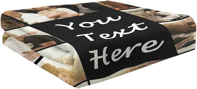 Custom Blanket with Picture Customized Blankets Customizable Photo Text Blanket Personalized Christmas Birthday Photos Gifts for Mom Dad Couple Girlfriend Boyfriend Man Women Pet Baby Wife Husband