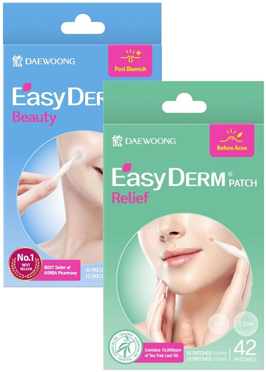 EasyDerm Pimple Patch Duo 84 Counts | Beauty Hydrocolloid Patch(42ea) + Relief Invisible Patch(42ea) Tea Tree Oil for Zit, Blemish, Breakout Care | Travel Essentials, Clear Skin Season