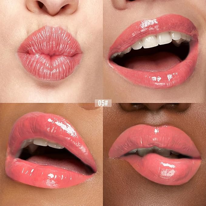 Hydrating Lip Oil, Nourishing Lip Lacquer with Non-Sticky Formula, Color Changing, 0.35 Ounce (5#, 1 Count (Pack of 1))