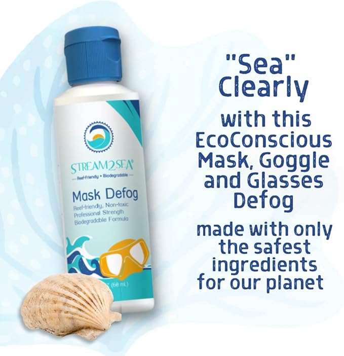 STREAM 2 SEA Mask Defog Biodegradable Defogger Coating, Reef Friendly Anti Fog Mask For Glasses, Snorkel Mask, Scuba Divers, Ski Goggles and Sports Glasses Equipment, Paraben Free, 2 Fl Oz Pack of 3