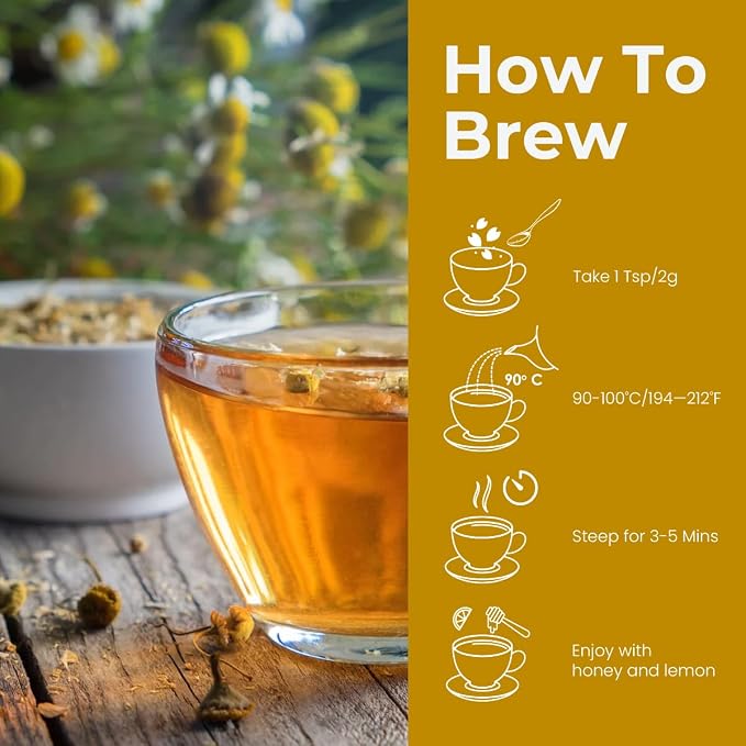 BLUE TEA - Chamomile Tea - 3.52 Oz (100+ Cups) Loose | Get a good Sleep - Relaxation - Stress Relief | Herbal Tea - Caffeine Free - Flower Based - Non-Bitter - Night Time Tea | Reusable Pet Jar