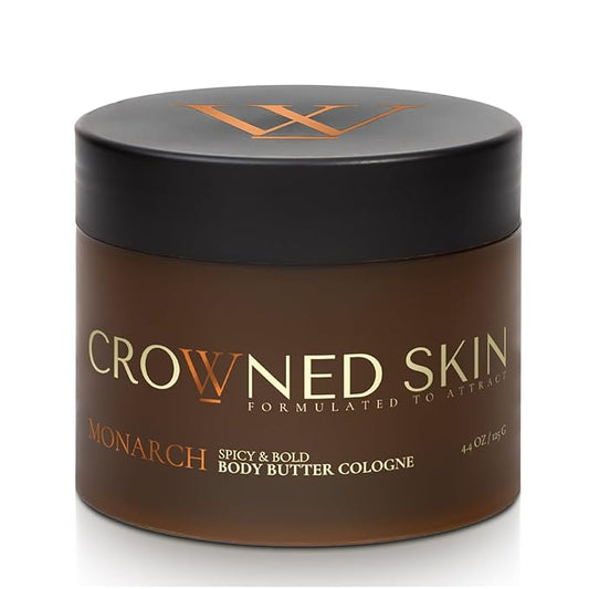 Crowned Skin Monarch Cologned Body Butter | Spicy and Bold Scent | Blended with White Musk & Cedarwood | Infused with Organic Shea & Mango Butters | Moisturizing Formula with All-Day Fragrance | 4.4oz